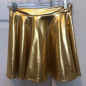 gold metallic skirt